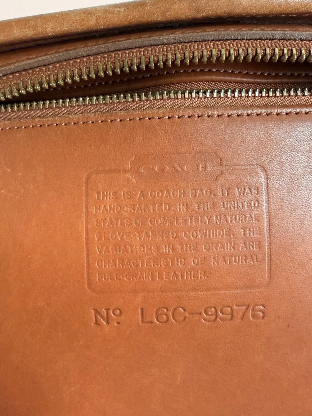 Vintage Coach British Tan Leather Crossbody Bag USA Made Style 9976 Zip Top - Picture 5 of 6